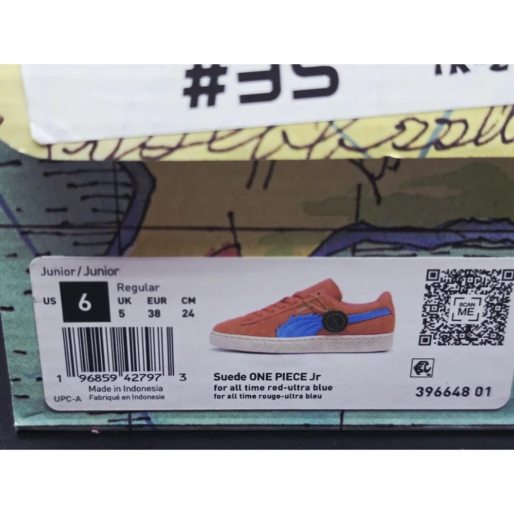 PUMA Suede ONE PIECE Jr Unisex Kids Suede Low Top Sneakers Red/Blue US 6